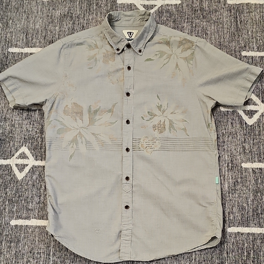 Vissla Men's Gray Floral Short Sleeve Shirt